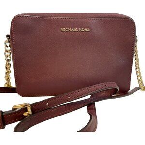Michael Kors Jet Set Barolo Gold Medium Crossbody Bag Saffiano Leather Purse
